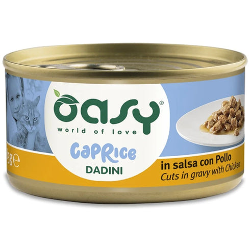 Hrana umeda pentru pisici Oasy Caprice Bucati de pui in sos 85g